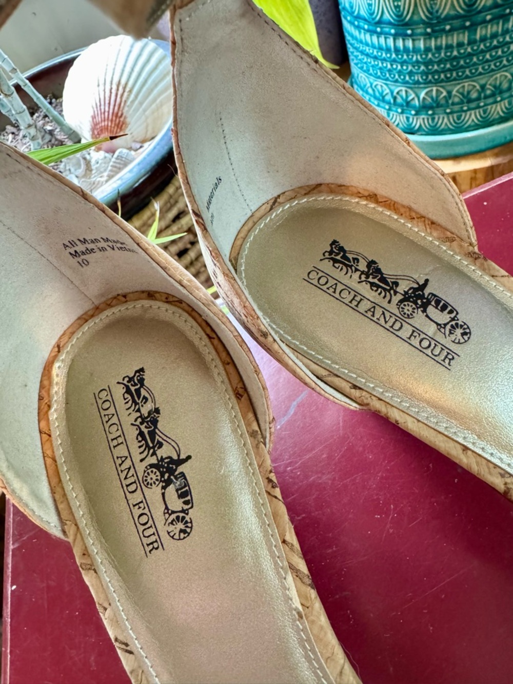Coach and Four Cork Strappy Heels - Tan - Picture 2 of 4